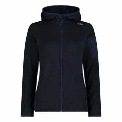 Giacca in pile da donna in knit-tech mélange con cappuccio