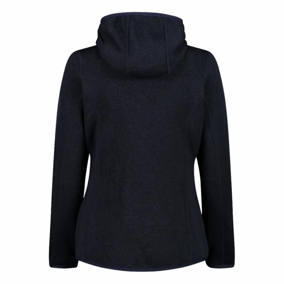 Giacca in pile da donna in knit-tech mélange con cappuccio