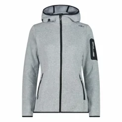 Giacca in pile da donna in knit-tech mélange con cappuccio