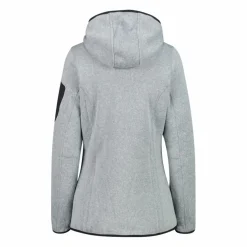 Giacca in pile da donna in knit-tech mélange con cappuccio
