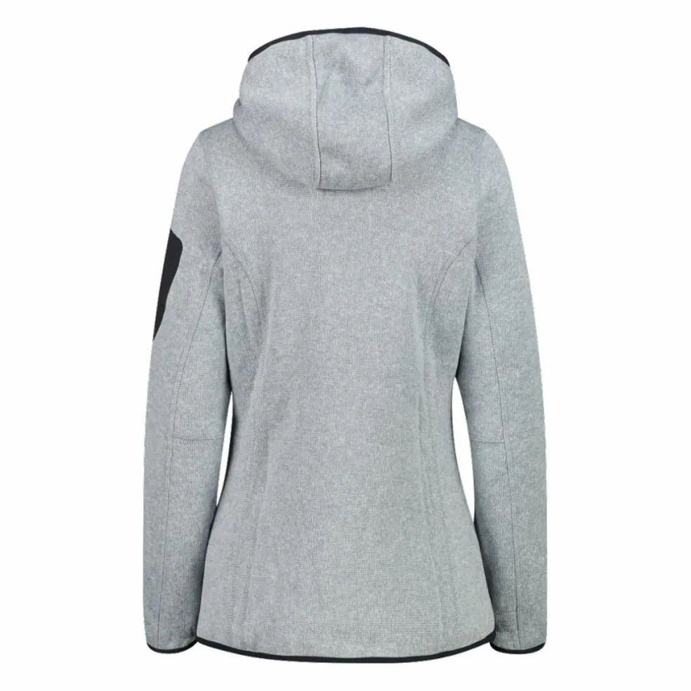 Giacca in pile da donna in knit-tech mélange con cappuccio