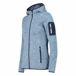Giacca in pile da donna in knit-tech mélange con cappuccio