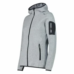 Giacca in pile da donna in knit-tech mélange con cappuccio