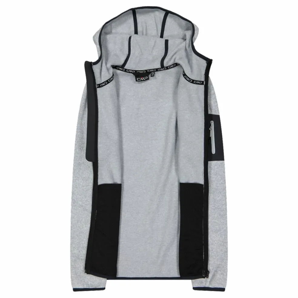 Giacca in pile da donna in knit-tech mélange con cappuccio