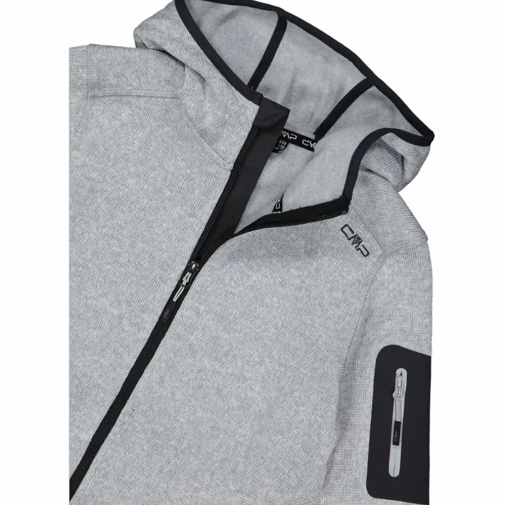 Giacca in pile da donna in knit-tech mélange con cappuccio