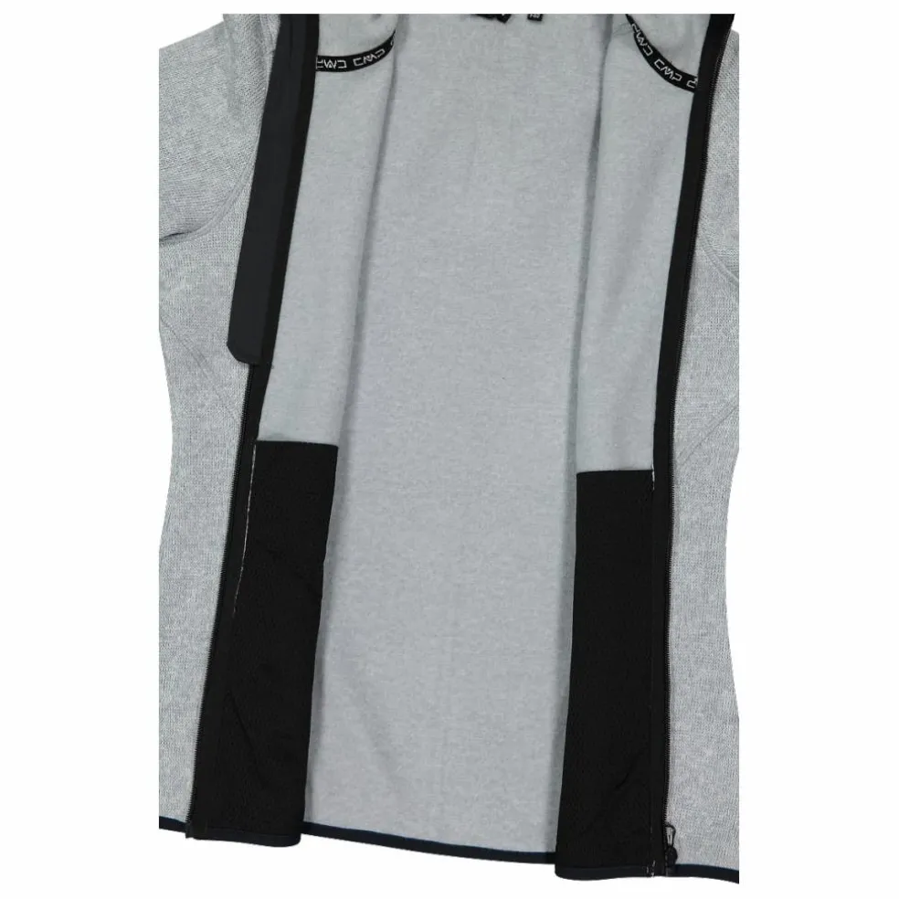 Giacca in pile da donna in knit-tech mélange con cappuccio