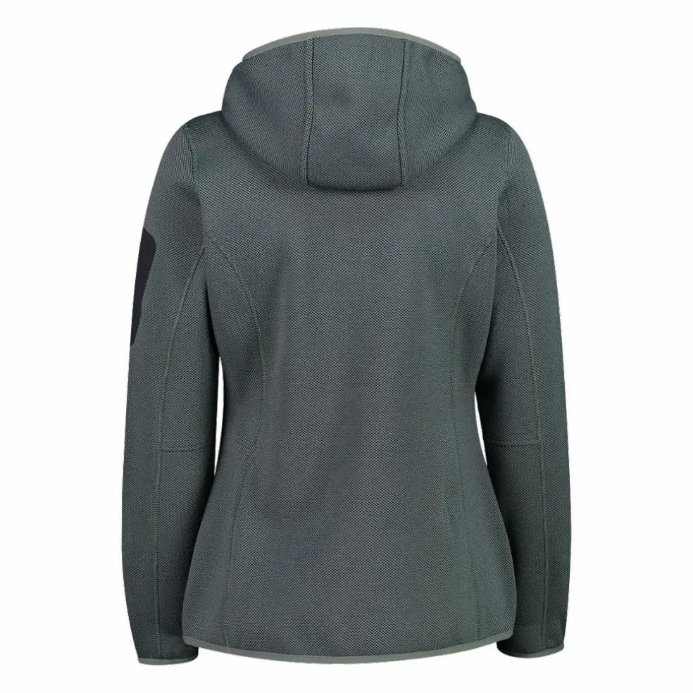 Giacca in pile da donna in knit-tech mélange con cappuccio
