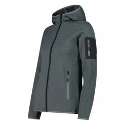 Giacca in pile da donna in knit-tech mélange con cappuccio