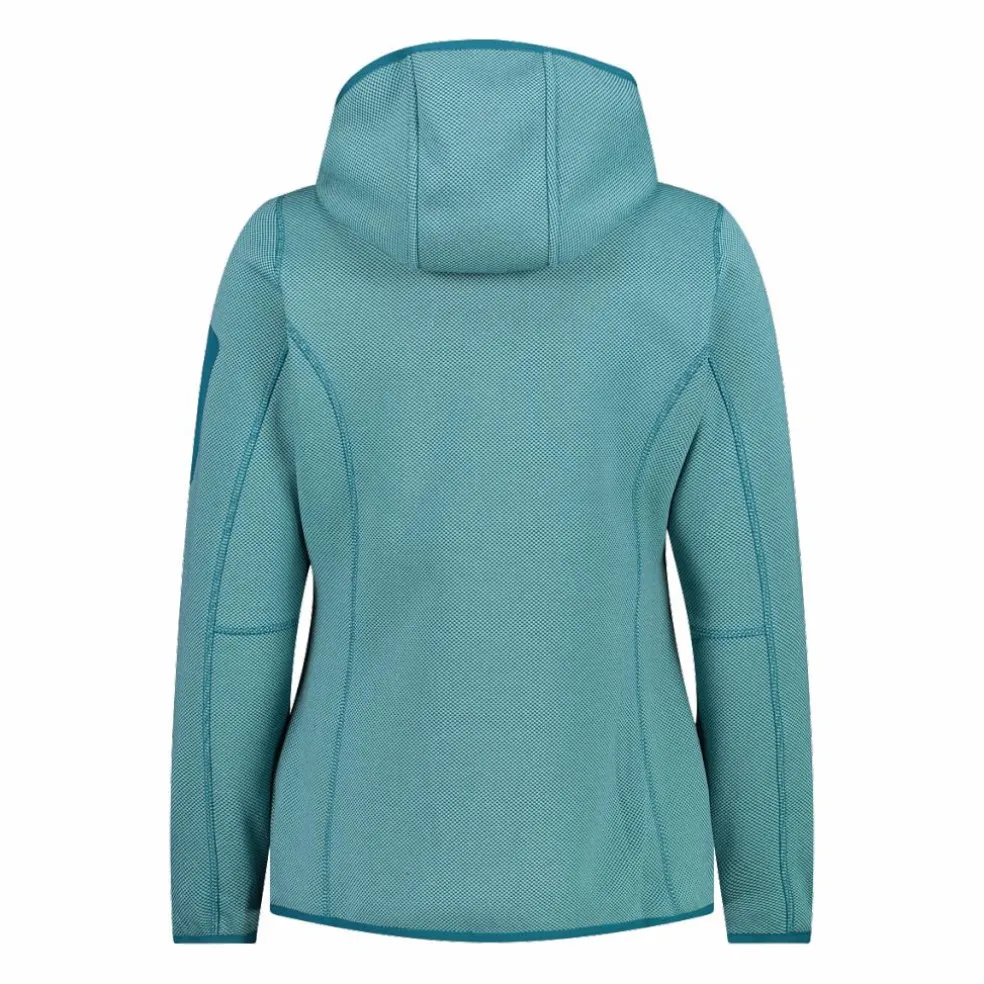 Giacca in pile da donna in knit-tech mélange con cappuccio