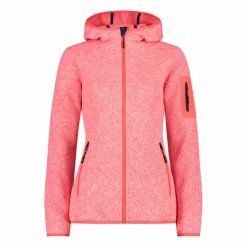 Giacca in pile da donna in knit-tech mélange con cappuccio