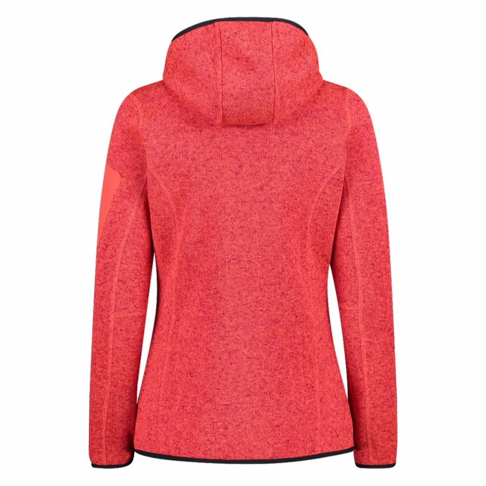 Giacca in pile da donna in knit-tech mélange con cappuccio