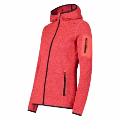 Giacca in pile da donna in knit-tech mélange con cappuccio