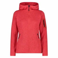 Giacca in pile da donna in knit-tech mélange con cappuccio