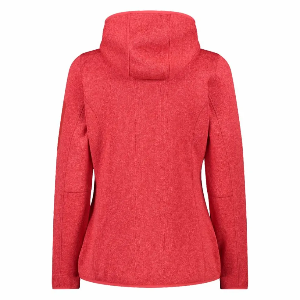 Giacca in pile da donna in knit-tech mélange con cappuccio