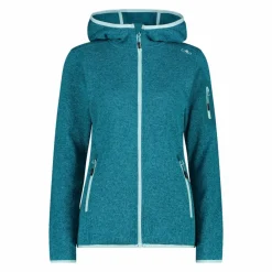 Giacca in pile da donna in knit-tech mélange con cappuccio