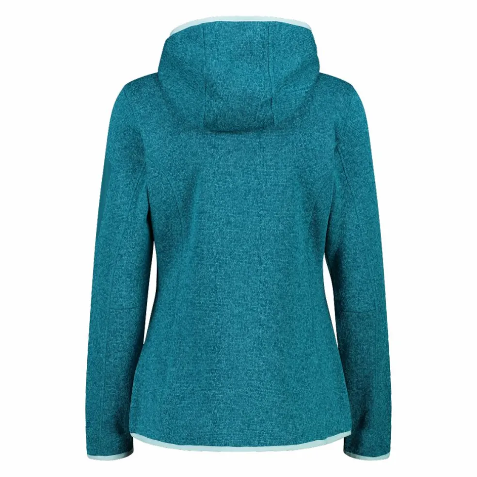 Giacca in pile da donna in knit-tech mélange con cappuccio