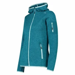 Giacca in pile da donna in knit-tech mélange con cappuccio