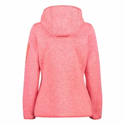 Giacca in pile da donna in knit-tech mélange con cappuccio
