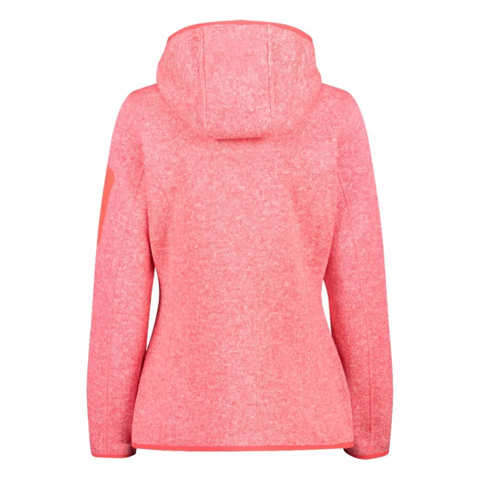 Giacca in pile da donna in knit-tech mélange con cappuccio