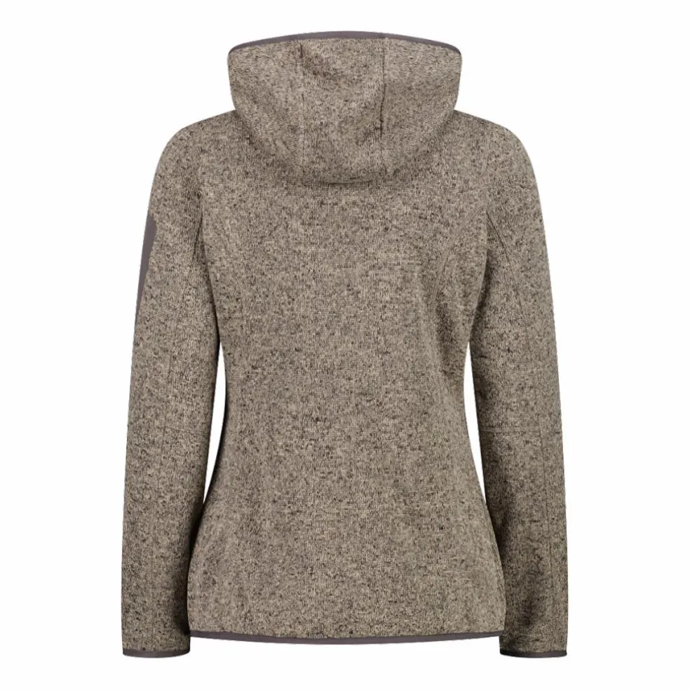 Giacca in pile da donna in knit-tech mélange con cappuccio