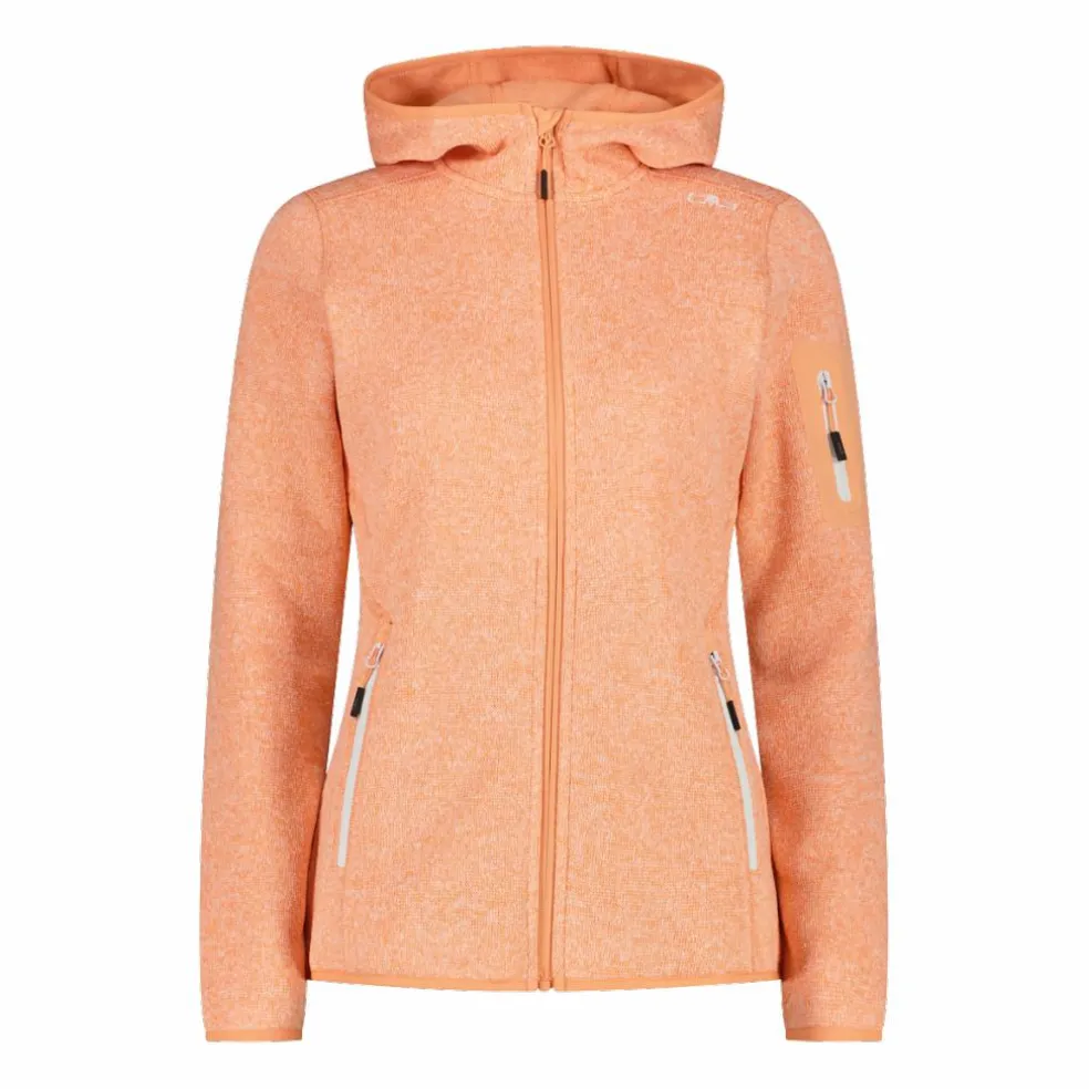 Giacca in pile da donna in knit-tech mélange con cappuccio