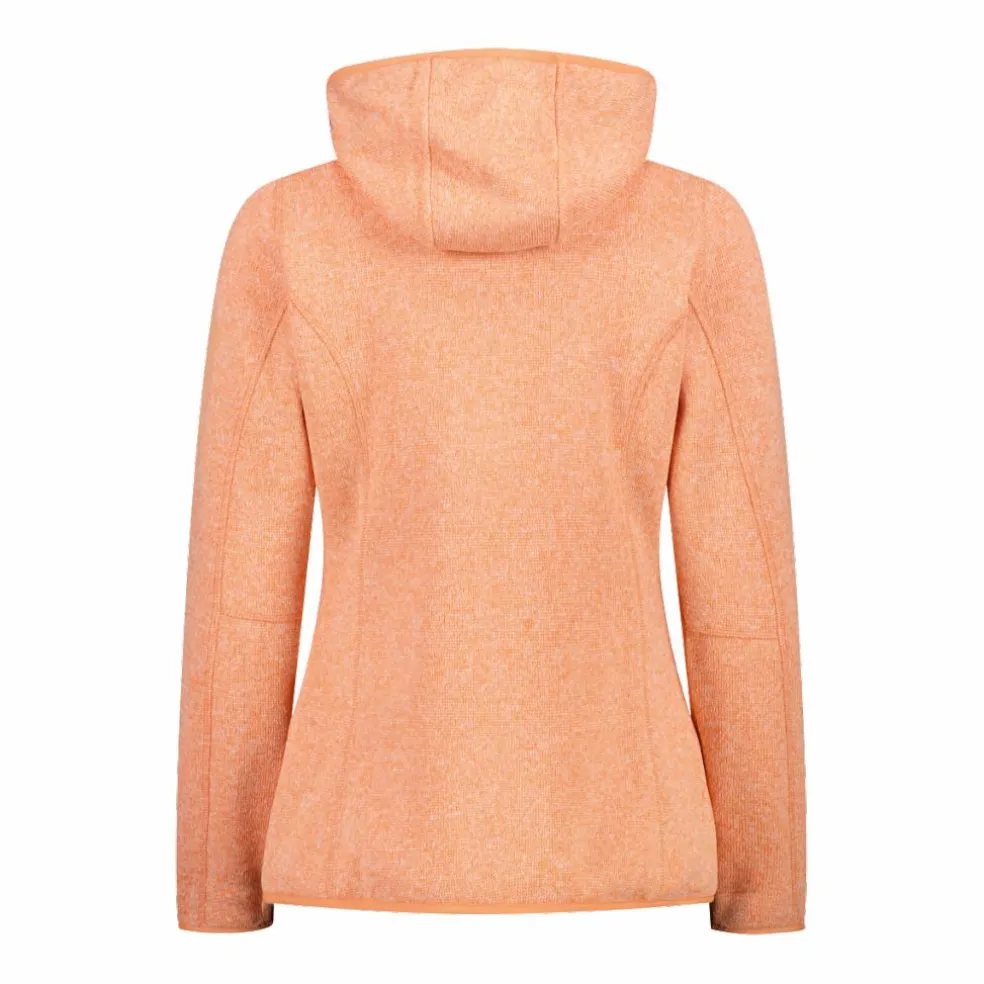 Giacca in pile da donna in knit-tech mélange con cappuccio