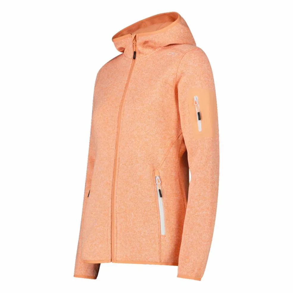 Giacca in pile da donna in knit-tech mélange con cappuccio