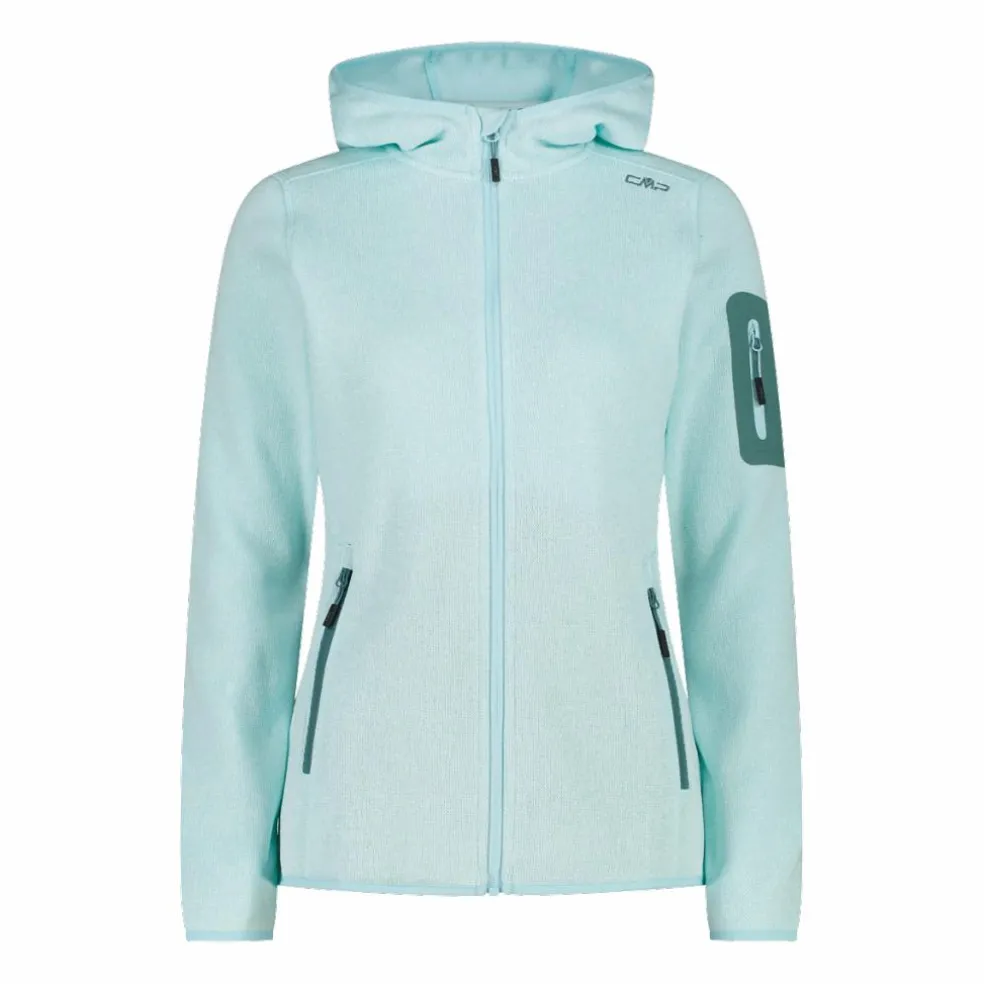 Giacca in pile da donna in knit-tech mélange con cappuccio