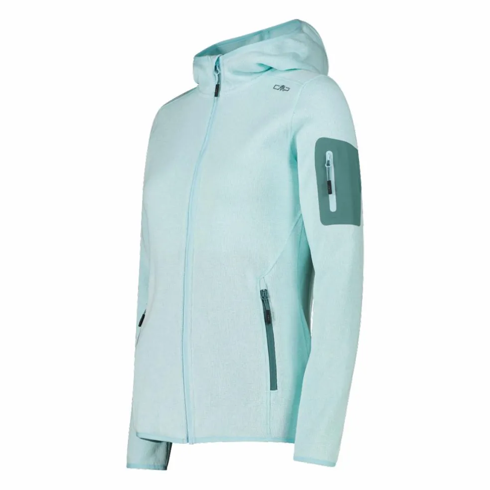 Giacca in pile da donna in knit-tech mélange con cappuccio