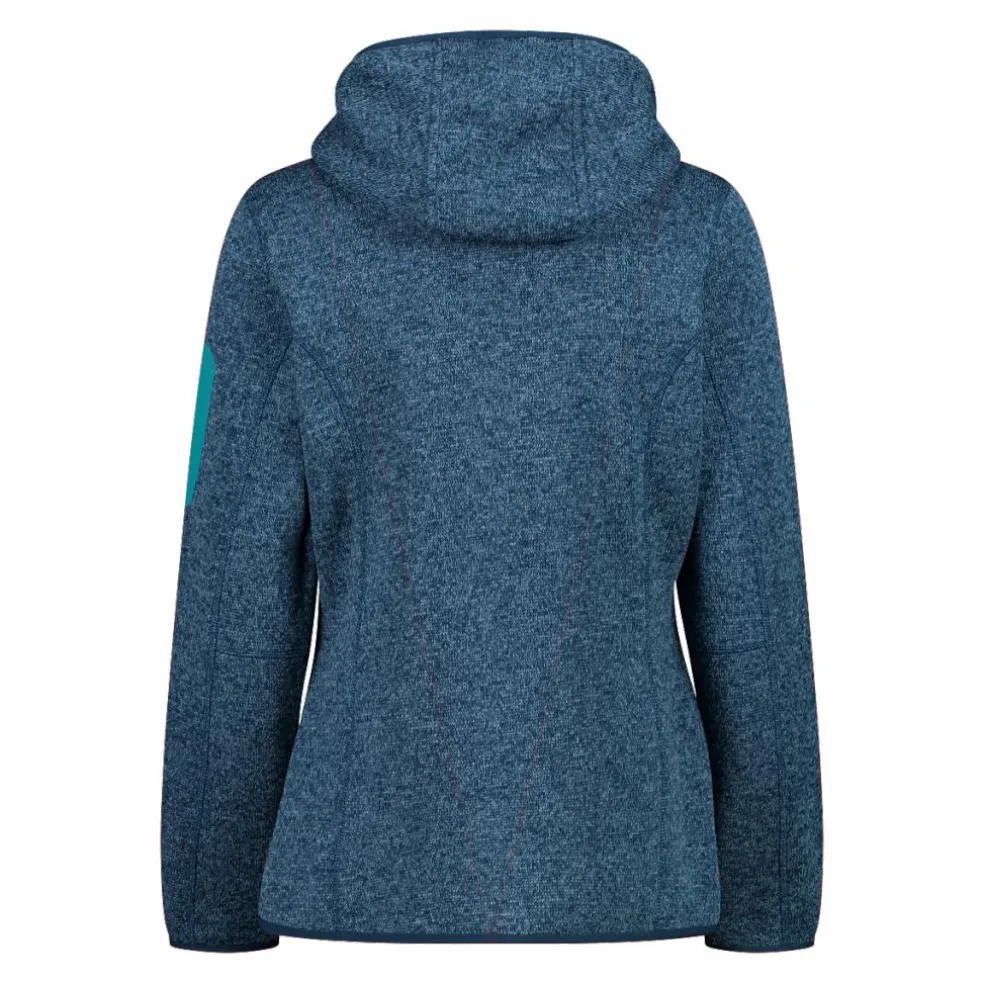 Giacca in pile da donna in knit-tech mélange con cappuccio