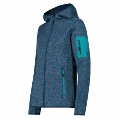 Giacca in pile da donna in knit-tech mélange con cappuccio