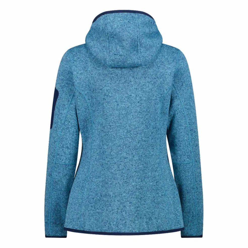 Giacca in pile da donna in knit-tech mélange con cappuccio