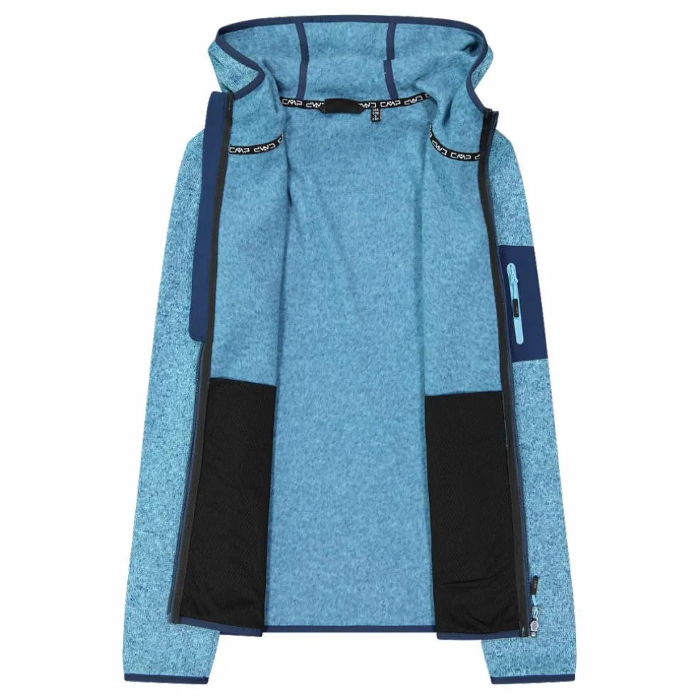 Giacca in pile da donna in knit-tech mélange con cappuccio