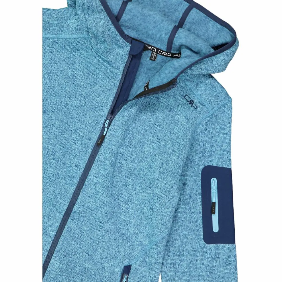 Giacca in pile da donna in knit-tech mélange con cappuccio