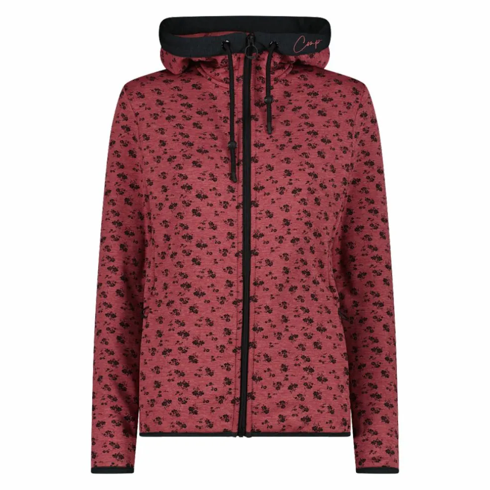 Giacca in pile da donna stampata con cappuccio