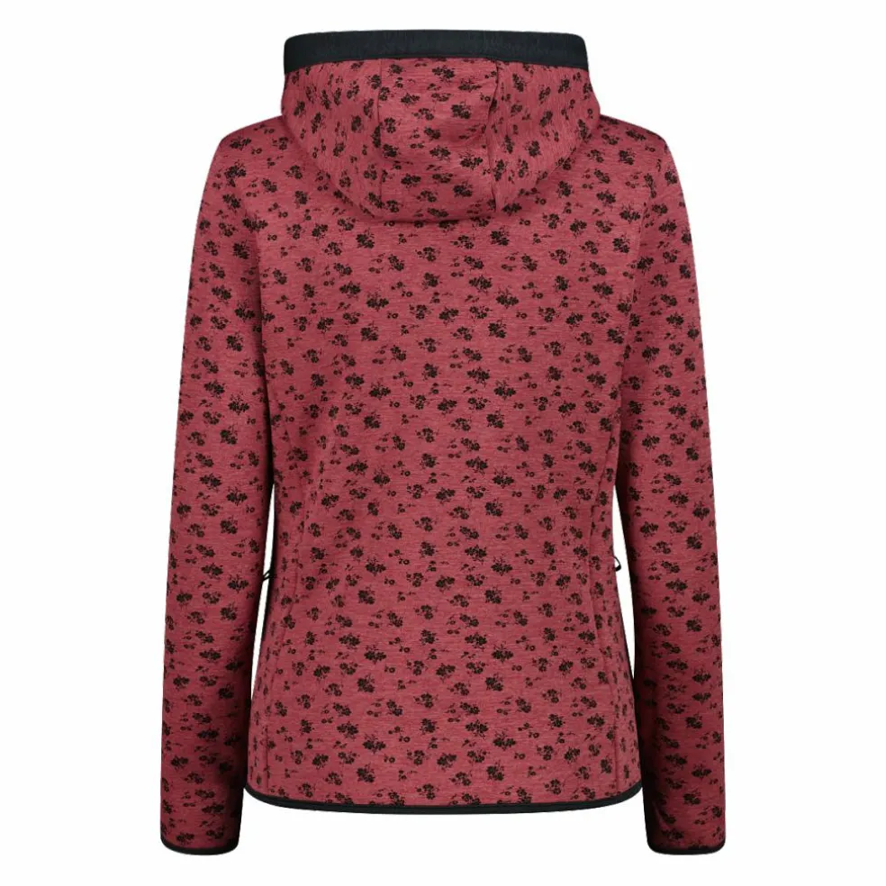 Giacca in pile da donna stampata con cappuccio