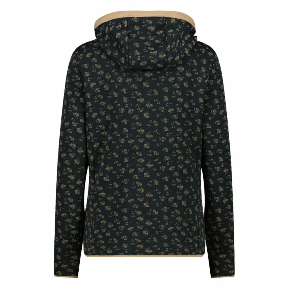 Giacca in pile da donna stampata con cappuccio