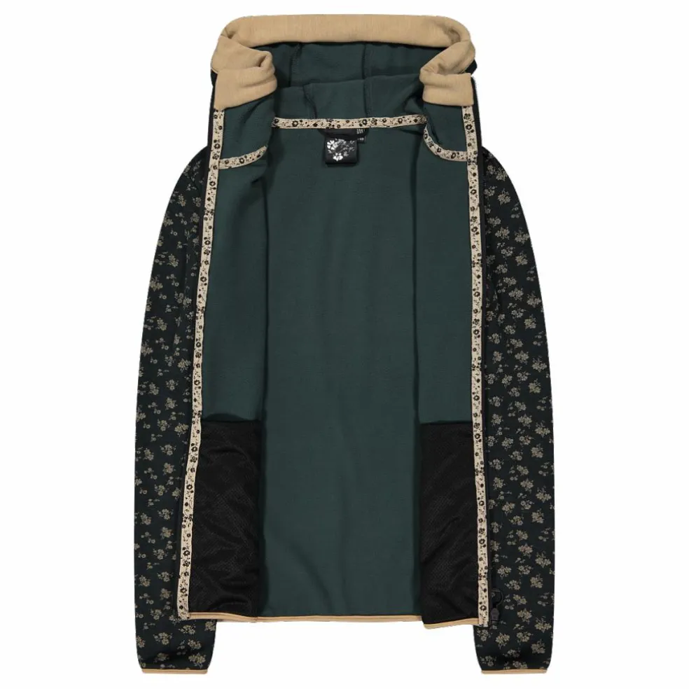 Giacca in pile da donna stampata con cappuccio