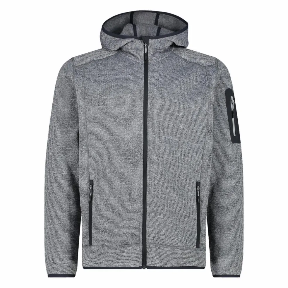 Giacca in pile da uomo in knit-tech mélange con cappuccio