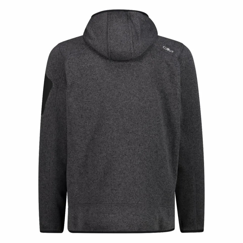 Giacca in pile da uomo in knit-tech mélange con cappuccio