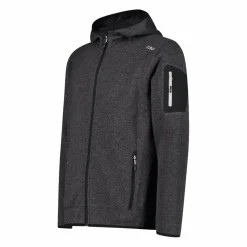 Giacca in pile da uomo in knit-tech mélange con cappuccio