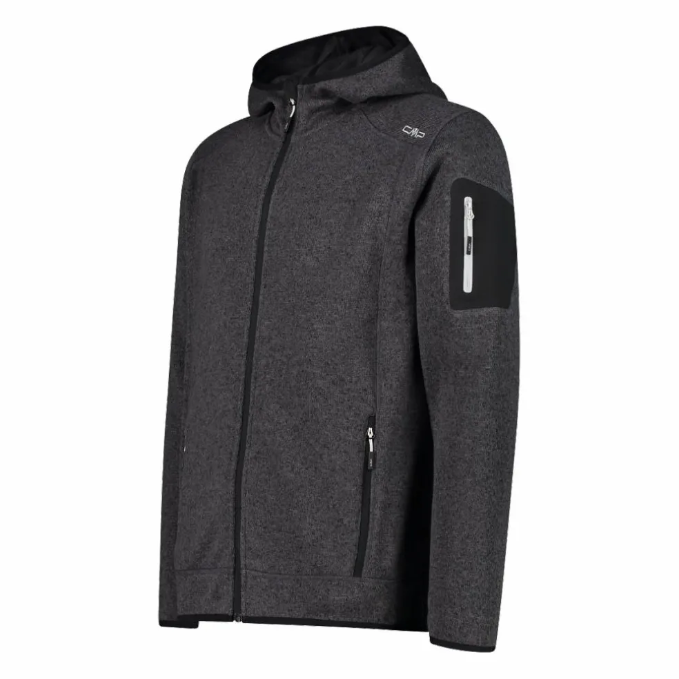 Giacca in pile da uomo in knit-tech mélange con cappuccio