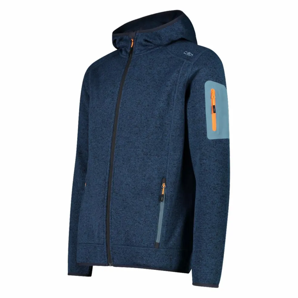 Giacca in pile da uomo in knit-tech mélange con cappuccio