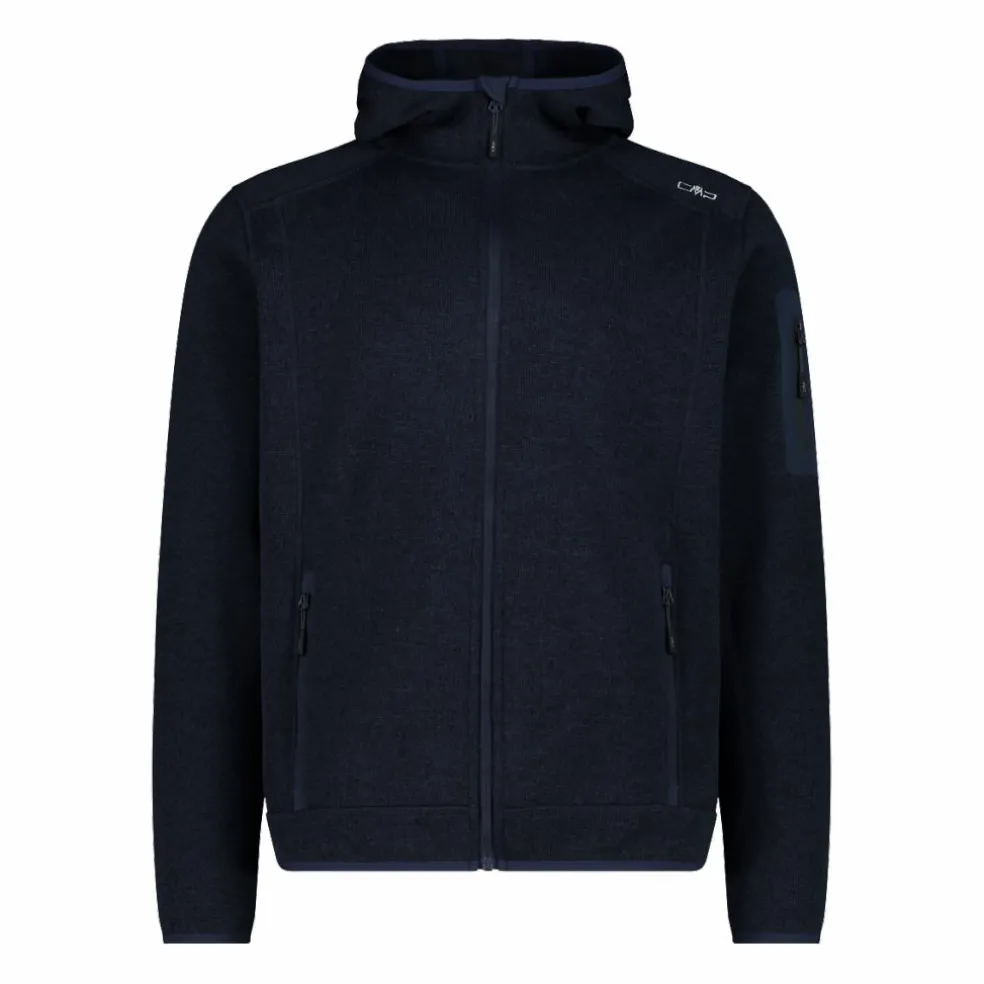 Giacca in pile da uomo in knit-tech mélange con cappuccio