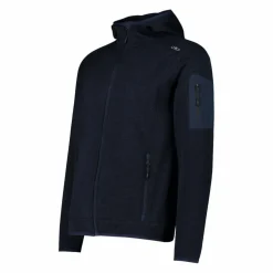 Giacca in pile da uomo in knit-tech mélange con cappuccio