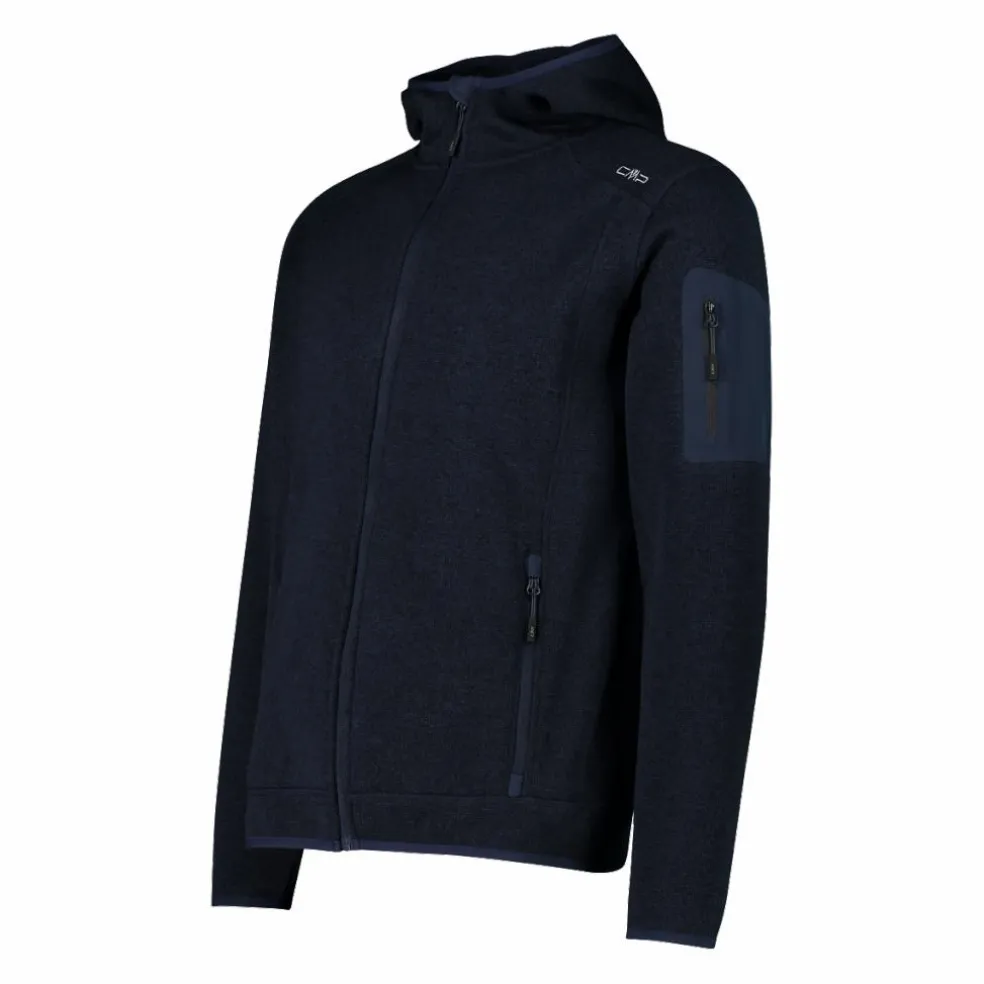 Giacca in pile da uomo in knit-tech mélange con cappuccio