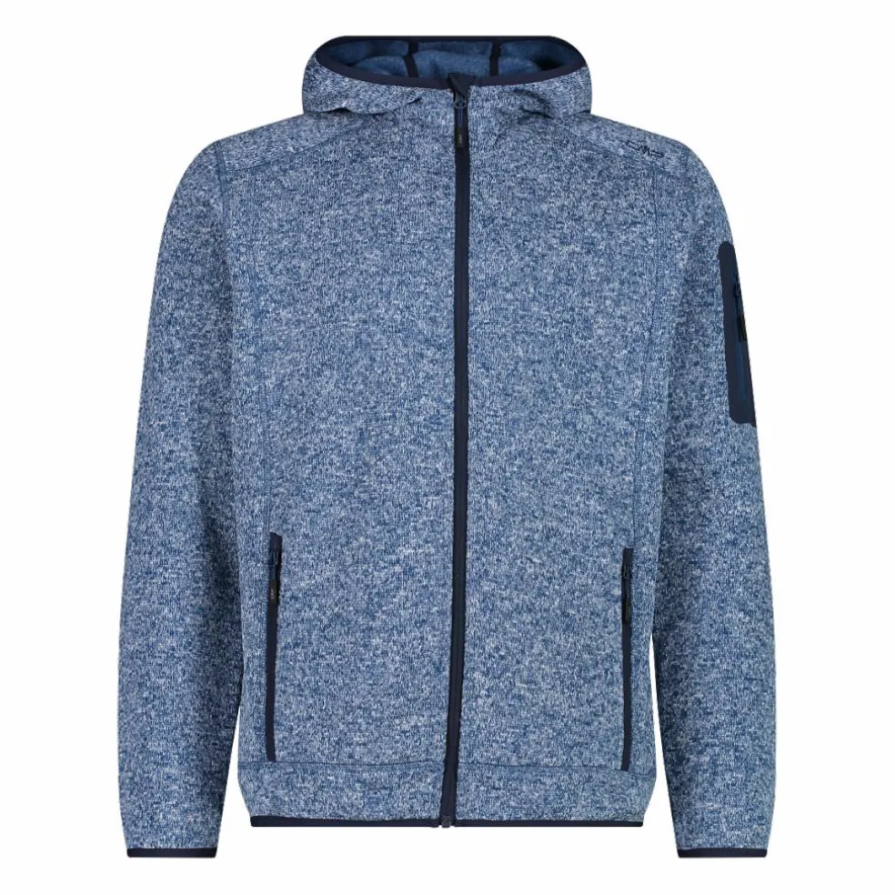 Giacca in pile da uomo in knit-tech mélange con cappuccio