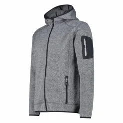 Giacca in pile da uomo in knit-tech mélange con cappuccio