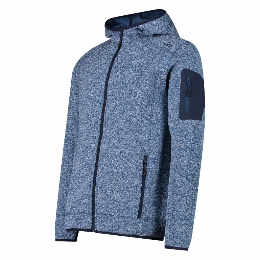 Giacca in pile da uomo in knit-tech mélange con cappuccio