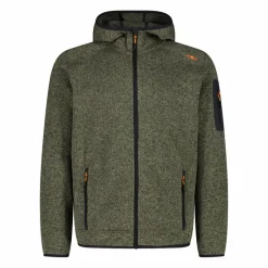 Giacca in pile da uomo in knit-tech mélange con cappuccio